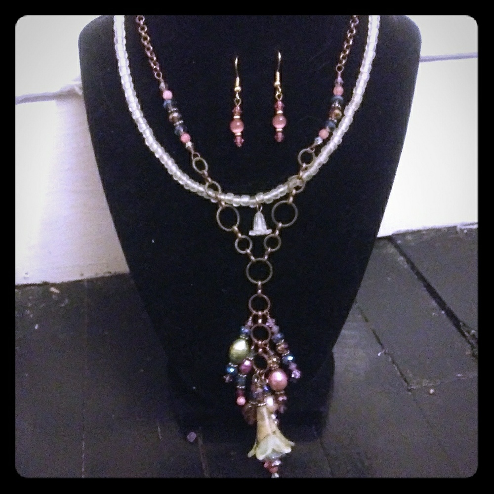 Vintage Bohemian Flower 3 piece Jewelry Set